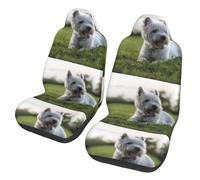 Poadnly Perros Westie Lawn West Highland White Terrier,Funda para Asiento de Coche Protectores para Asientos Delanteros de Coche, 2 Unidades