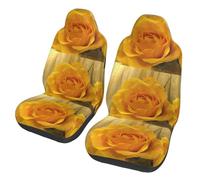 Poadnly Pétalos de Rosa Amarillos,Funda para Asiento de Coche Protectores para Asientos Delanteros de Coche, 2 Unidades