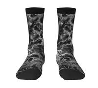 Poadnly Piedra de mármol gris grafito negro plateado,Calcetines de compresión deportivos unisex Medias para adultos.