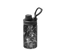 Poadnly Piedra de mármol gris grafito plateado negro,Botella de agua aislada de 12 oz, taza de café de acero inoxidable, termo al vacío, botella de agua