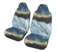 Poadnly Pintura Abstracta Dorada con Brillo y mármol Azul,Funda para Asiento de Coche Protectores para Asientos Delanteros de Coche, 2 Unidades