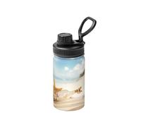 Poadnly Playa junto al mar,Botella de agua aislada de 12 oz, taza de café de acero inoxidable, termo al vacío, botella de agua