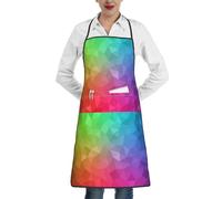 Poadnly Poligonal multicolor que consta de triángulos arcoíris,Delantales de cocina con bolsillos, delantal de chef ajustable e impermeable.