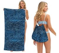 Poadnly Programación Genial, Bolsa con Toalla Plegable 2 en 1, Toallas de Playa con Mochila de cordón para Viajes, Vacaciones y Acampada