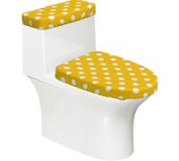 Poadnly Punto Amarillo,Juego de 2 Tapas Reutilizables para Inodoro, Resistentes al Polvo y a Las Salpicaduras, Ideales para el baño.