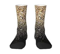 Poadnly Puntos dorados negros con purpurina dorada,Calcetines de compresión deportivos unisex Medias para adultos.