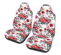Poadnly Ramos Florales Brillantes y Elegantes en Rojo y Azul Marino,Funda para Asiento de Coche Protectores para Asientos Delanteros de Coche, 2 Unidades