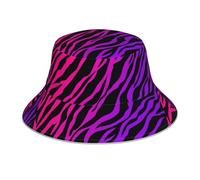 Poadnly Rayas de Cebra Rosa y Morado,Sombrero Tipo Pescador para Adultos, Sombrero de Sol Reflectante para Correr de Noche, Gorra de Pescador