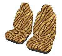 Poadnly Rayas de Piel de Animal Africana Ocre,Funda para Asiento de Coche Protectores para Asientos Delanteros de Coche, 2 Unidades
