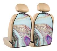 Poadnly Roca geoda de ágata arcoíris,Paquete de 2 alfombrillas protectoras para asiento trasero de coche, organizador duradero para asiento trasero.