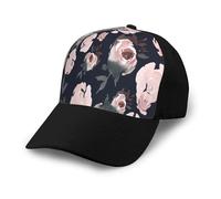 Poadnly Rosas de Acuarela Rosadas con Flores Azul Marino Oscuro,Gorra de béisbol clásica Ajustable, Gorra de papá, Gorra de Camionero Unisex.