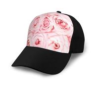 Poadnly Rosas Frescas Rosadas Impresas,Gorra de béisbol clásica Ajustable, Gorra de papá, Gorra de Camionero Unisex.