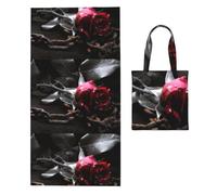 Poadnly Rosas Negras góticas Estampadas, Toalla Plegable 2 en 1, Toallas de Playa con Bolsa de Transporte para Viajes, Vacaciones y Camping.