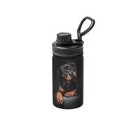 Poadnly Rottweiler: cariñoso, seguro de sí mismo y leal.,Botella de agua aislada de 12 oz, taza de café de acero inoxidable, termo al vacío, botella de agua