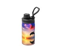 Poadnly Salto de delfines,Botella de agua aislada de 12 oz, taza de café de acero inoxidable, termo al vacío, botella de agua