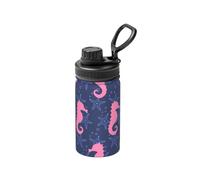 Poadnly Silueta de caballito de mar y estrella de mar,Botella de agua aislada de 12 oz, taza de café de acero inoxidable, termo al vacío, botella de agua