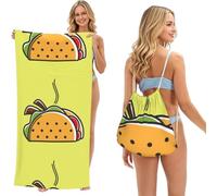 Poadnly Tacos de Comida Mexicana, Bolsa con Toalla Plegable 2 en 1, Toallas de Playa con Mochila de cordón para Viajes, Vacaciones y Acampada