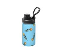Poadnly Tulipanes amarillos dibujados a mano,Botella de agua aislada de 12 oz, taza de café de acero inoxidable, termo al vacío, botella de agua