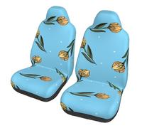 Poadnly Tulipanes Amarillos Dibujados a Mano,Funda para Asiento de Coche Protectores para Asientos Delanteros de Coche, 2 Unidades