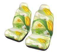 Poadnly Tulipanes Amarillos en Acuarela,Funda para Asiento de Coche Protectores para Asientos Delanteros de Coche, 2 Unidades