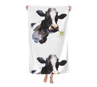 Poadnly Vaca con una Flor de Margarita,Toalla de Playa de Secado rápido de 80 x 130 cm, Toalla de baño Ultra Suave, Ideal para baño y Hotel.