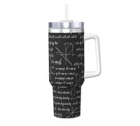 Poadnly Vector matemático sin fisuras,Vaso Ice Bully de 40 oz con asa, tapa, pajita, de acero inoxidable, taza de café para coche.