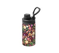 Poadnly Vegano Frutas y verduras vivas Imprimir,Botella de agua aislada de 12 oz, taza de café de acero inoxidable, termo al vacío, botella de agua