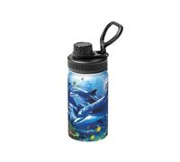 Poadnly Vida marina, mundo del mar azul, delfín de coral,Botella de agua aislada de 12 oz, taza de café de acero inoxidable, termo al vacío, botella de agua