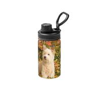 Poadnly Westie Otoño West Highland White Terrier Perros,Botella de agua aislada de 12 oz, taza de café de acero inoxidable, termo al vacío, botella de agua