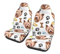 Poadnly Yorkshire Terrier, Perro Sonriente,Funda para Asiento de Coche Protectores para Asientos Delanteros de Coche, 2 Unidades
