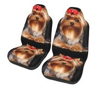 Poadnly Yorkshire Terrier y Cinta,Funda para Asiento de Coche Protectores para Asientos Delanteros de Coche, 2 Unidades
