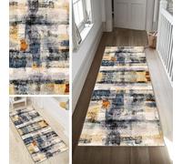 Poaegle Alfombra abstracta para pasillo, larga, lavable, moderna, antideslizante, 50 x 150 cm, duradera, se vende por metros