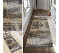 Poaegle Alfombra abstracta para pasillo, larga, lavable, moderna, antideslizante, 50 x 180 cm, duradera, se vende por metros
