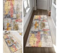 Poaegle Alfombra colorida para pasillo, larga, para cocina, vintage, lavable, abstracta, antideslizante, 100 x 350 cm, duradera, se vende por metros