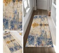 Poaegle Alfombra colorida para pasillo, larga, para cocina, vintage, lavable, abstracta, antideslizante, 90 x 250 cm, duradera, se vende por metros