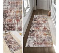 Poaegle Alfombra colorida para pasillo, larga, vintage, lavable, abstracta, antideslizante, 110 x 500 cm, duradera, se vende por metros