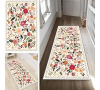 Poaegle Alfombra de pasillo larga, antideslizante, lavable, moderna, diseño de flores, 100 x 350 cm, duradera, se vende por metros