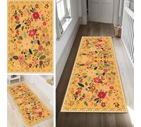 Poaegle Alfombra de pasillo larga, antideslizante, lavable, moderna, diseño de flores, 100 x 400 cm, duradera, se vende por metros