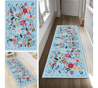 Poaegle Alfombra de pasillo larga, antideslizante, lavable, moderna, diseño de flores, 110 x 150 cm, duradera, se vende por metros