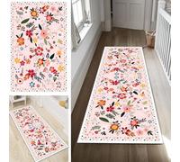 Poaegle Alfombra de pasillo larga, antideslizante, lavable, moderna, diseño de flores, 120 x 350 cm, duradera, se vende por metros