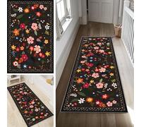 Poaegle Alfombra de pasillo larga, antideslizante, lavable, moderna, diseño de flores, 50 x 350 cm, duradera, se vende por metros