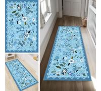 Poaegle Alfombra de pasillo larga, antideslizante, lavable, moderna, diseño de flores, 70 x 100 cm, duradera, se vende por metros