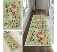 Poaegle Alfombra de pasillo larga, antideslizante, lavable, moderna, diseño de flores, 70 x 150 cm, duradera, se vende por metros