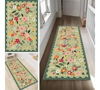 Poaegle Alfombra de pasillo larga, antideslizante, lavable, moderna, diseño de flores, 70 x 150 cm, duradera, se vende por metros