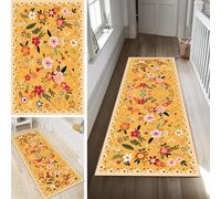 Poaegle Alfombra de pasillo larga, antideslizante, lavable, moderna, diseño de flores, 70 x 200 cm, duradera, se vende por metros