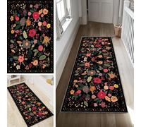 Poaegle Alfombra de pasillo larga, antideslizante, lavable, moderna, diseño de flores, 80 x 450 cm, duradera, se vende por metros
