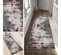Poaegle Alfombra de pasillo moderna, larga, abstracta, antideslizante, lavable, 50 x 250 cm, duradera, alfombra de pasillo, por metros