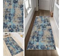 Poaegle Alfombra de pasillo moderna, larga y abstracta, antideslizante, lavable, 70 x 100 cm, duradera, se vende por metros