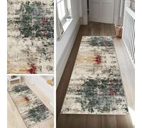 Poaegle Alfombra de pasillo moderna, multicolor, larga, antideslizante, lavable, abstracta, 50 x 250 cm, duradera, alfombra de pasillo, pasillo por metro