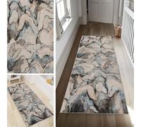 Poaegle Alfombra de pasillo moderna, multicolor, larga, antideslizante, lavable, diseño abstracto, 90 x 450 cm, duradera, se vende por metros